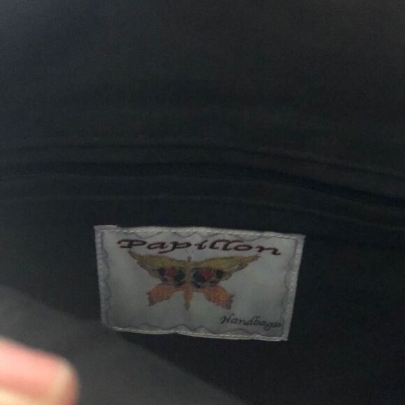 Vintage Papillon ￼ Embroidered handbag butterfly, lily pad ￼ - Picture 3 of 9